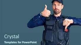  Presentation with police - Colorful presentation theme enhanced with young-handsome-man-wearing-police backdrop and a ocean colored foreground