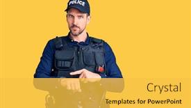  Presentation with police police - Cool new presentation theme with young-handsome-man-wearing-police backdrop and a yellow colored foreground