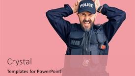  Presentation with police police - Audience pleasing presentation theme consisting of young-handsome-man-wearing-police backdrop and a coral colored foreground