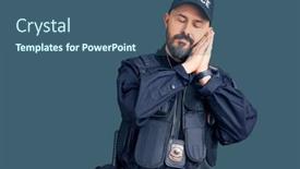  Presentation with police police - Presentation theme consisting of young-handsome-man-wearing-police background and a ocean colored foreground