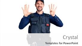  Presentation with police police - PPT layouts having young-handsome-man-wearing-police background and a white colored foreground