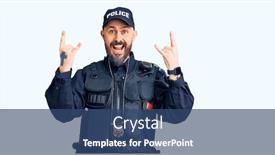  Presentation with rock star - Slide set consisting of young-handsome-man-wearing-police background and a ocean colored foreground