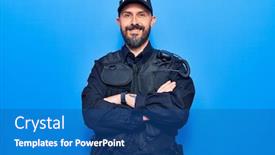  Presentation with police - Cool new PPT layouts with young-handsome-man-wearing-police backdrop and a ocean colored foreground