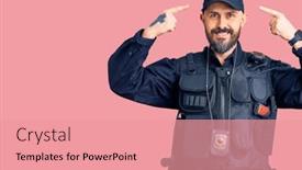  Presentation with great idea - Amazing presentation design having young-handsome-man-wearing-police backdrop and a coral colored foreground