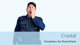  Presentation with face pain - Slides with young-handsome-man-wearing-police background and a light blue colored foreground