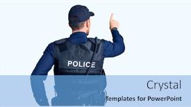  Presentation with police - Slide set having young-handsome-man-wearing-police background and a light blue colored foreground