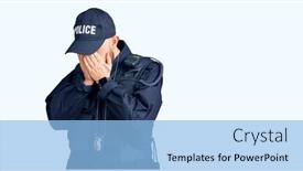  Presentation with crying - Audience pleasing PPT theme consisting of young-handsome-man-wearing-police backdrop and a light blue colored foreground