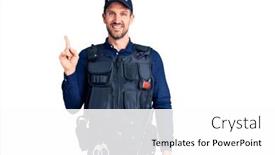  Presentation with police police - PPT layouts consisting of young-handsome-man-wearing-police background and a white colored foreground