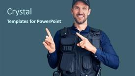  Presentation with police police - Slide set featuring young-handsome-man-wearing-police background and a ocean colored foreground