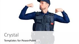  Presentation with police - Slide deck enhanced with young-handsome-man-wearing-police background and a white colored foreground