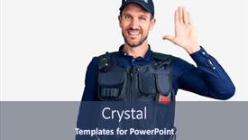  Presentation with police police - Amazing PPT theme having young-handsome-man-wearing-police backdrop and a ocean colored foreground