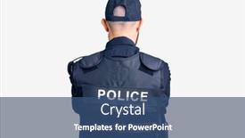  Presentation with police police - PPT theme with young-handsome-man-wearing-police background and a ocean colored foreground
