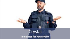  Presentation with police - Colorful slide set enhanced with young-handsome-man-wearing-police backdrop and a ocean colored foreground