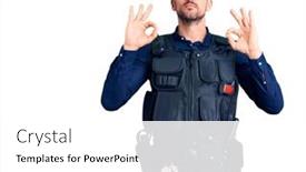  Presentation with police - PPT theme having young-handsome-man-wearing-police background and a white colored foreground