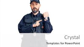  Presentation with young man wearing a hat - Slide set enhanced with young-handsome-man-wearing-police background and a white colored foreground