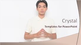  Presentation with polo - Beautiful presentation theme featuring young-handsome-man-wearing-polo backdrop and a sky blue colored foreground