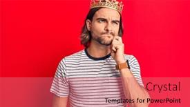  Presentation with crown - Audience pleasing PPT layouts consisting of young-handsome-man-wearing-prince backdrop and a coral colored foreground