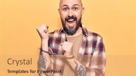  Presentation with release prisoner - Slide set enhanced with young-handsome-man-wearing-prisoner background and a coral colored foreground