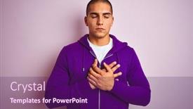  Presentation with purple - Amazing PPT theme having young-handsome-man-wearing-purple backdrop and a violet colored foreground