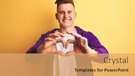  Presentation with purple heart - Audience pleasing presentation theme consisting of young-handsome-man-wearing-purple backdrop and a yellow colored foreground