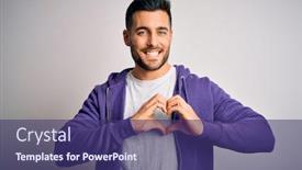  Presentation with purple heart - Slide deck enhanced with young-handsome-man-wearing-purple background and a violet colored foreground