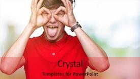  Presentation with red - Presentation theme featuring young handsome man wearing red background and a  colored foreground