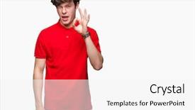  Presentation with happy sad face man - Colorful presentation design enhanced with young handsome man wearing red backdrop and a  colored foreground
