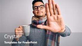  Presentation with coffe - PPT layouts enhanced with young-handsome-man-wearing-scarf background and a dark gray colored foreground