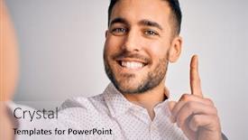  Presentation with idea - Colorful presentation design enhanced with young-handsome-man-wearing-shirt backdrop and a light gray colored foreground