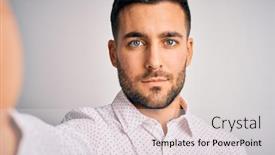  Presentation with selfie - Amazing presentation design having young-handsome-man-wearing-shirt backdrop and a light gray colored foreground