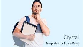  Presentation with student - Slides consisting of young-handsome-man-wearing-student background and a sky blue colored foreground