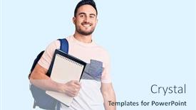  Presentation with student - Presentation theme having young-handsome-man-wearing-student background and a sky blue colored foreground