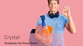  Presentation with america flag - Slide deck consisting of young-handsome-man-wearing-student background and a coral colored foreground