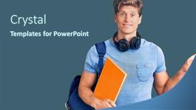  Presentation with student - Amazing slide deck having young-handsome-man-wearing-student backdrop and a ocean colored foreground