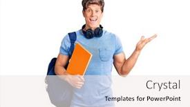  Presentation with hands holding - PPT theme consisting of young-handsome-man-wearing-student background and a sky blue colored foreground