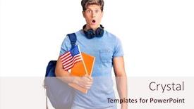  Presentation with america flag - PPT layouts with young-handsome-man-wearing-student background and a lemonade colored foreground