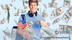  Presentation with america flag - Slide set featuring young-handsome-man-wearing-student background and a light blue colored foreground