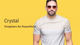  Presentation with simple - Beautiful slide deck featuring young handsome man wearing sunglasses backdrop and a yellow colored foreground