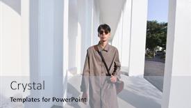  Presentation with shadow - Presentation theme enhanced with young-handsome-man-wearing-sunglasses background and a light blue colored foreground