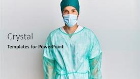  Presentation with simple medical - Cool new slides with young-handsome-man-wearing-surgeon backdrop and a light blue colored foreground