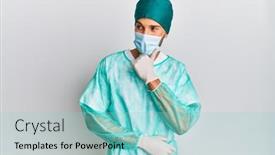  Presentation with hand surgeon - PPT theme featuring young-handsome-man-wearing-surgeon background and a light blue colored foreground