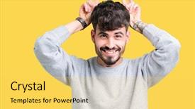  Presentation with bunny - Audience pleasing slide deck consisting of young handsome man wearing sweatshirt backdrop and a  colored foreground