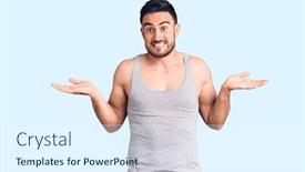  Presentation with comparison - Cool new slides with young-handsome-man-wearing-swimwear backdrop and a sky blue colored foreground