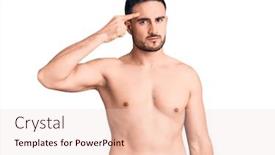  Presentation with acne - Presentation with young-handsome-man-wearing-swimwear background and a lemonade colored foreground