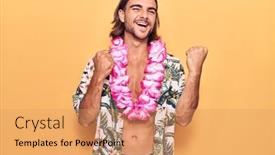  Presentation with hawaiian - Amazing presentation theme having young-handsome-man-wearing-swimwear backdrop and a coral colored foreground