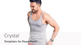  Presentation with backache - Cool new PPT theme with young-handsome-man-wearing-swimwear backdrop and a white colored foreground