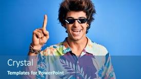  Presentation with happy life - Theme consisting of young-handsome-man-wearing-thug background and a ocean colored foreground