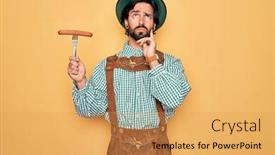  Presentation with german - Slides with young-handsome-man-wearing-tratidional background and a yellow colored foreground