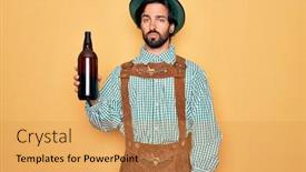  Presentation with beer bottle - PPT layouts having young-handsome-man-wearing-tratidional background and a yellow colored foreground