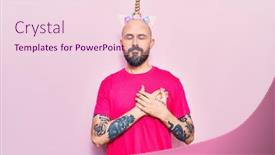  Presentation with unicorn - Cool new presentation theme with young-handsome-man-wearing-unicorn backdrop and a lemonade colored foreground